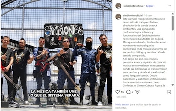 Un proyecto musical mixto conformado por reclusos y funcionarios favorece la cooperación, reduce tensiones y fomenta la reconstrucción personal mediante la creación de canciones y la realización de presentaciones dentro y fuera del penal - crédito captura de pantalla @Simbiontesoficial / Instagram