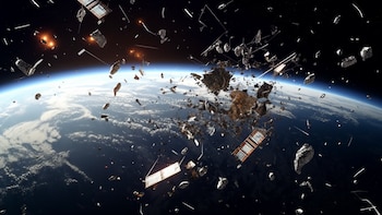 Millones de fragmentos de basura espacial orbitan la Tierra a velocidades extremas y representan una amenaza constante para satélites y misiones (Imagen ilustrativa Infobae)