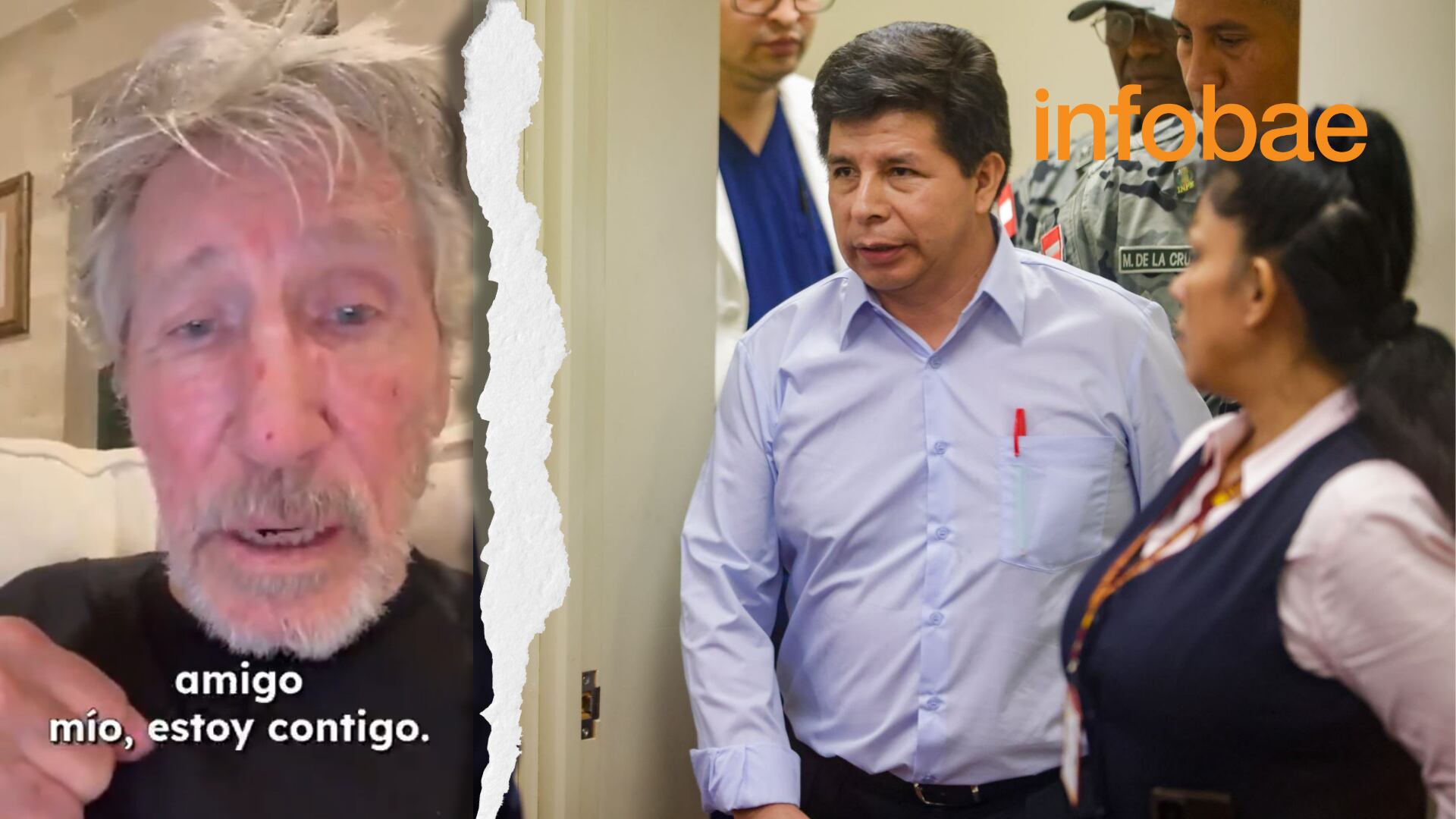 Roger Waters, exmiembro de Pink Floyd, indicó que está preocupado por la vida de Pedro Castillo y que está en contacto con sus abogados. (Foto: Composición - Infobae/Renato Silva)