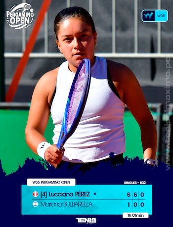 Lucciana Pérez, cuarta preclasificada en Pergamino, inicia con éxito su camino en Argentina.