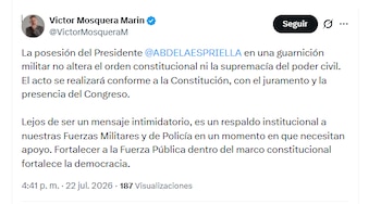 El abogado Víctor Mosquera Maríndefendió la propuesta de que la posesión de Abelardo de la Espriella se realice en una guarnición militar - crédito @VictorMosqueraM/X