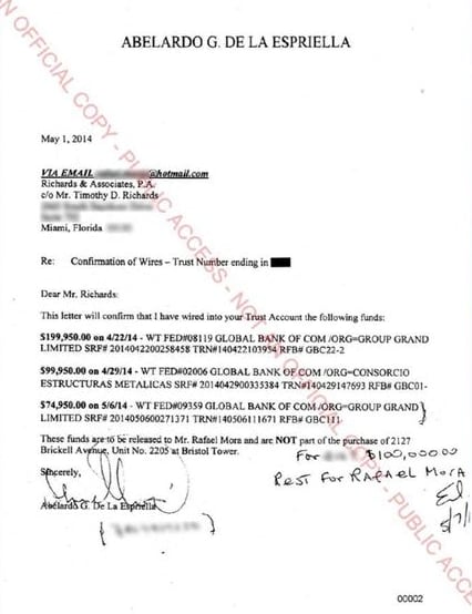 Abelardo de la Espriella recibió transferencias por más de USD 370.000 de empresas vinculadas con Alex Saab - crédito Captura de Pantalla Daniel Coronell