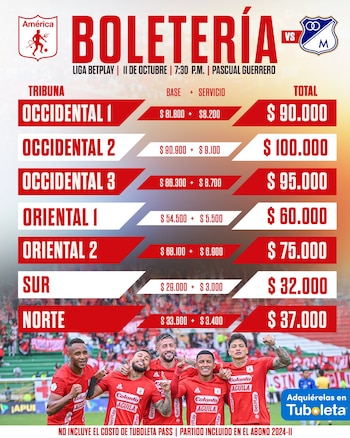 El cuadro escarlata ya sacó los precios individuales de la boletería para el clásico de las estrellas de Colombia - crédito @Americadecali / X