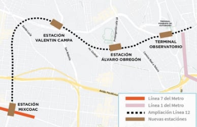 Por conducto de la Secretaría de Infraestructura, Comunicaciones y Transportes se solicitó el apoyo para la ampliación de la Línea 12 del Metro de la CDMX a la Terminal Observatorio. (Fondo Nacional de Infraestructura)