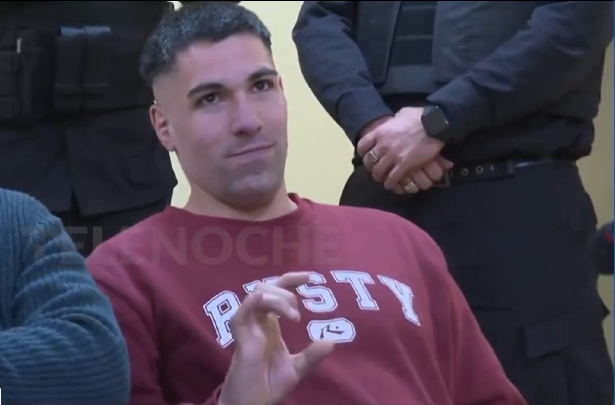 El Pelón cambió su aspecto en la última audiencia judicial (Captura Telenoche/Canal 4)