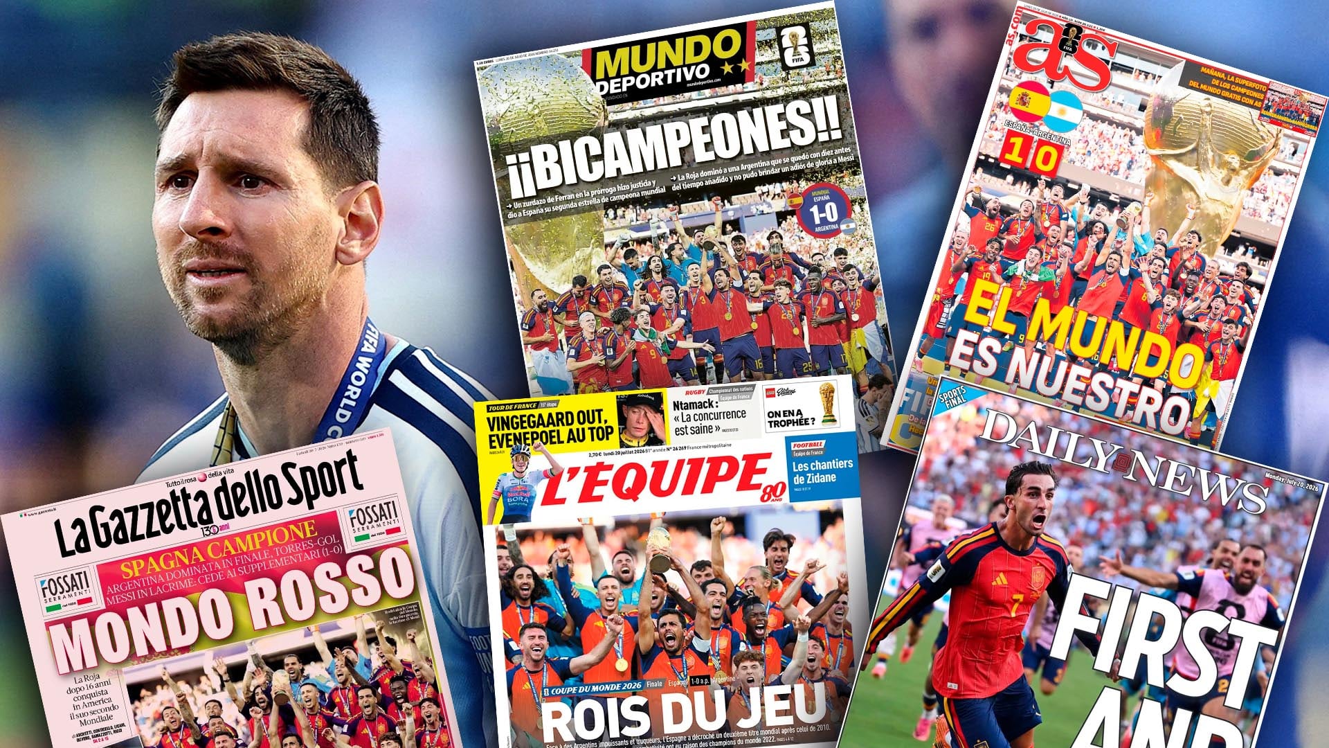 Las portadas de los principales diarios del mundo luego de la victoria de España ante Argentina en la final