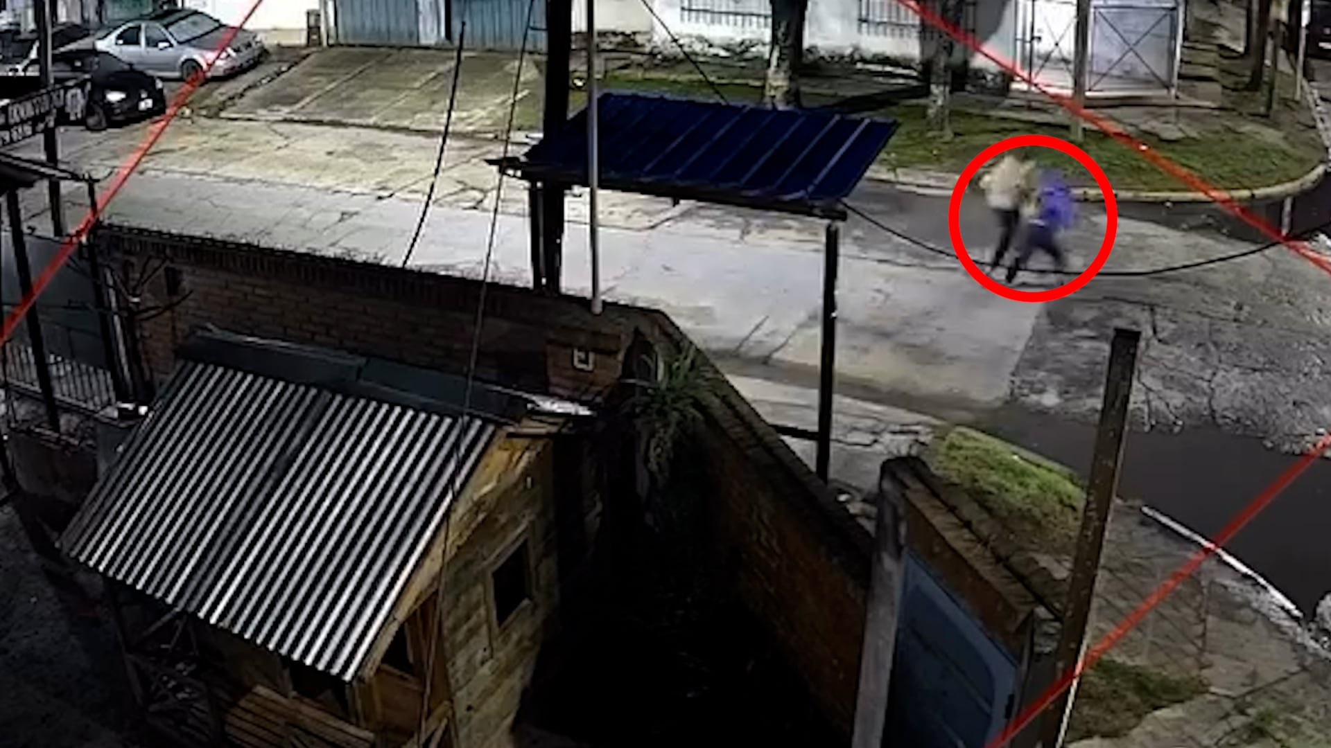 Berenice (de campera violeta) logró zafarse del intento de secuestro