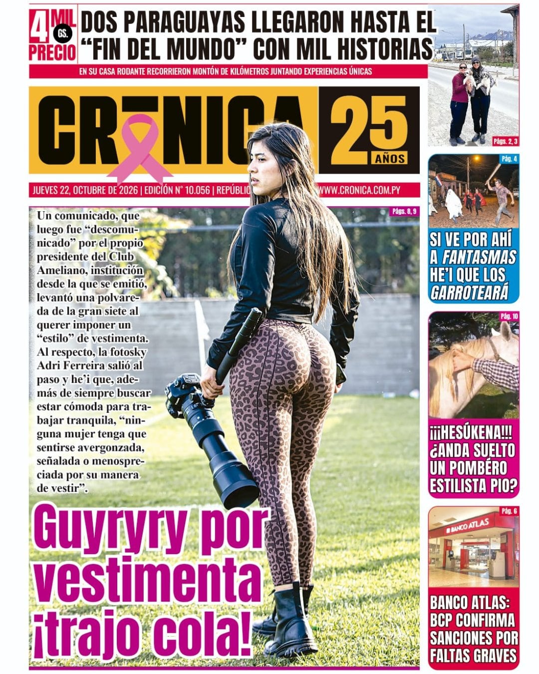 La tapa de Crónica en Paraguay con la polémica por un código de vestimenta
