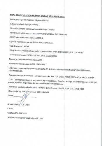 La solicitud que hizo la