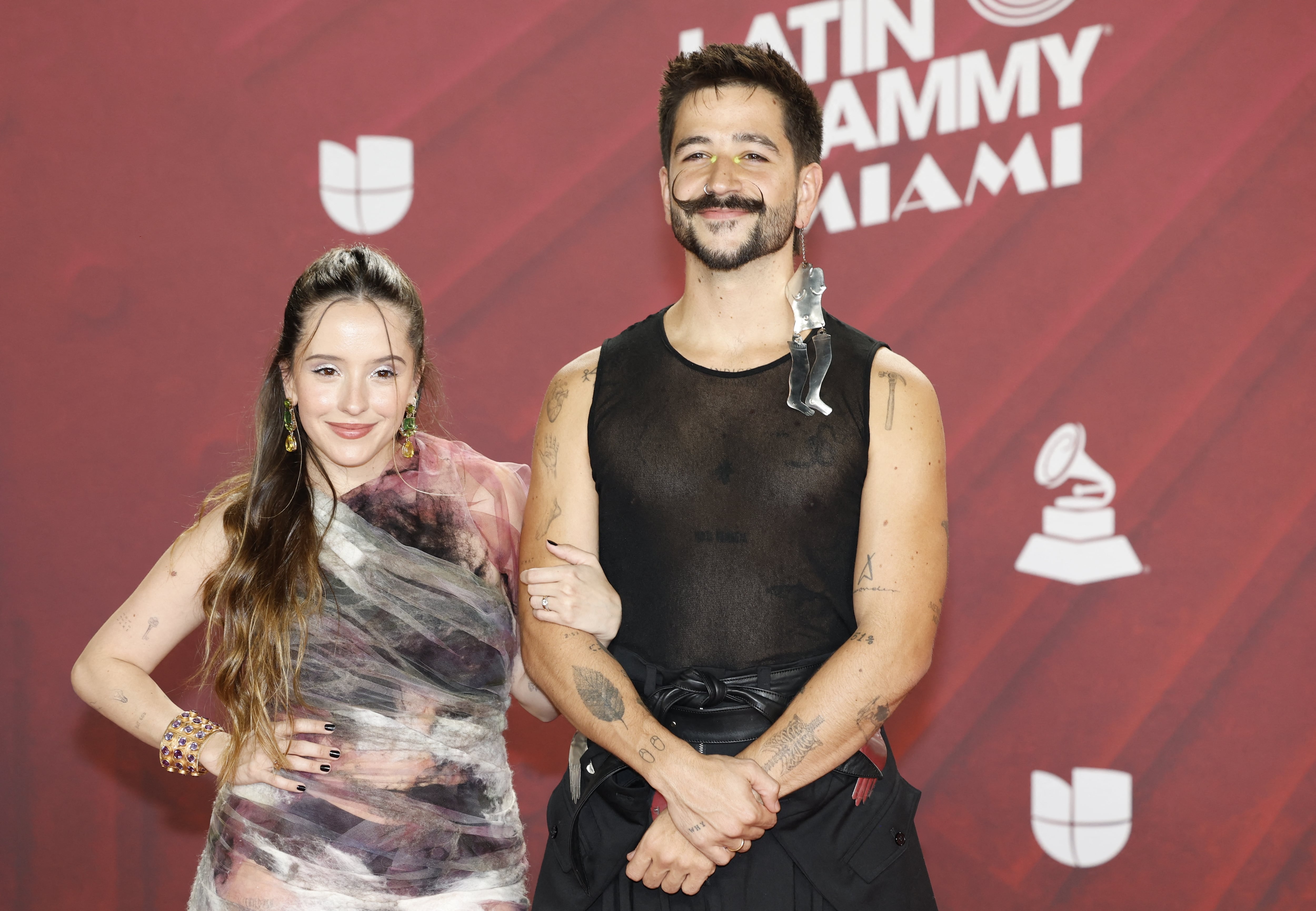 Camilo and Eva Luna attend the 25th Annual Latin Grammy Awards in Miami, Florida, U.S., November 14, 2024. REUTERS/Marco Bello