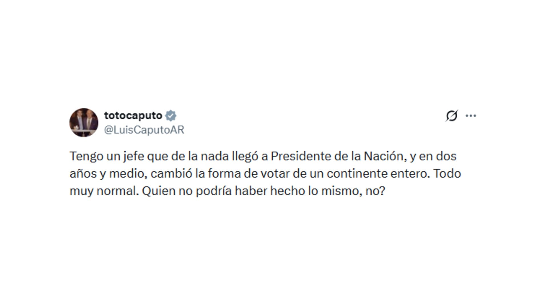 El mensaje del ministro Luis Caputo en X