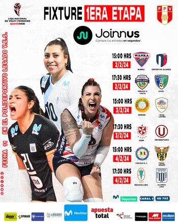 Fixture de la última fecha de la Liga Nacional de vóley femenino.