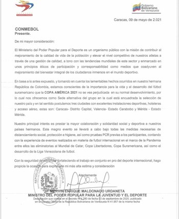 Carta del Ministerio del Poder