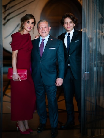 Abdalá II y Rania de Jordania junto al príncipe Hashem en la boda de la princesa Sara (Instagram)