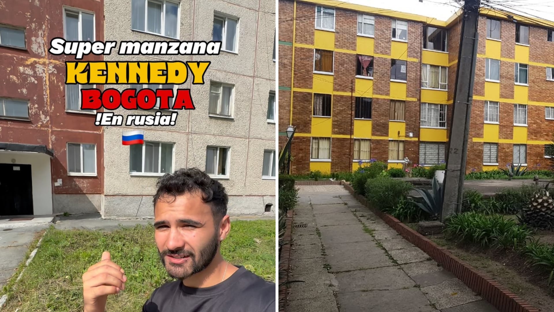 Samuel Barriga Flórez, conocido como “El Samu”, mostró en video unas edificaciones de Malysheva que le recordaron a las tradicionales supermanzanas de Kennedy - crédito @bnasamu/TikTok - Facebook