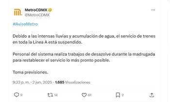 Línea A suspende servicio en