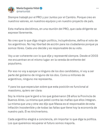 El comunicado de María Eugenia