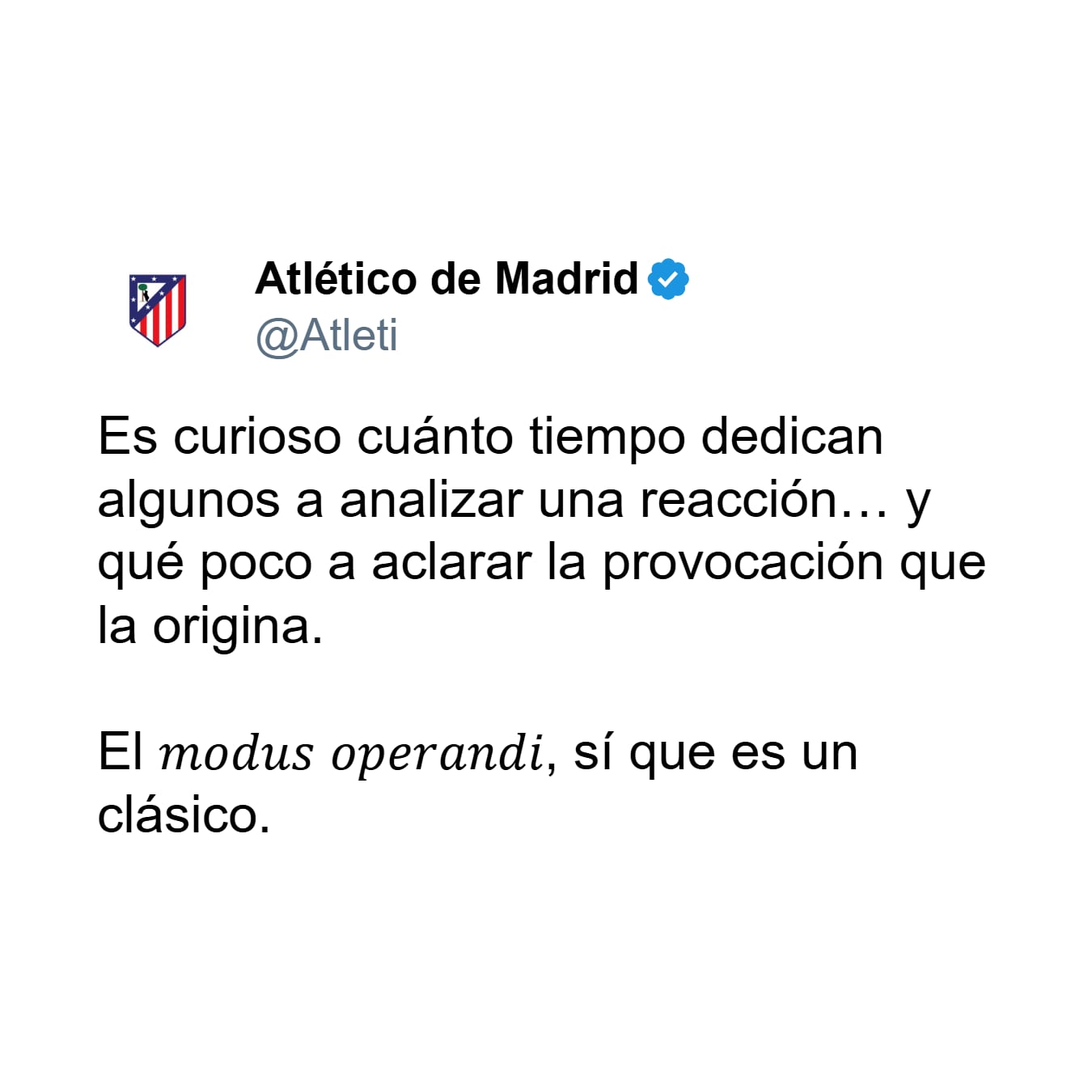 El posteo del Atlético de Madrid en las redes que enalteció la polémica pelea entre Simeone y Vinícius