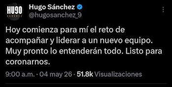 La trayectoria de Hugo Sánchez como técnico ha estado marcada por etapas en equipos y selecciones tanto en México como en el extranjero (captura de pantalla)