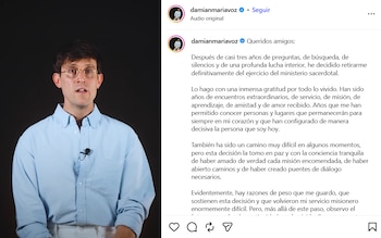 El padre Damián, el cura influencer que participó en ‘La Voz’, deja el sacerdocio tras 20 años (Instagram)