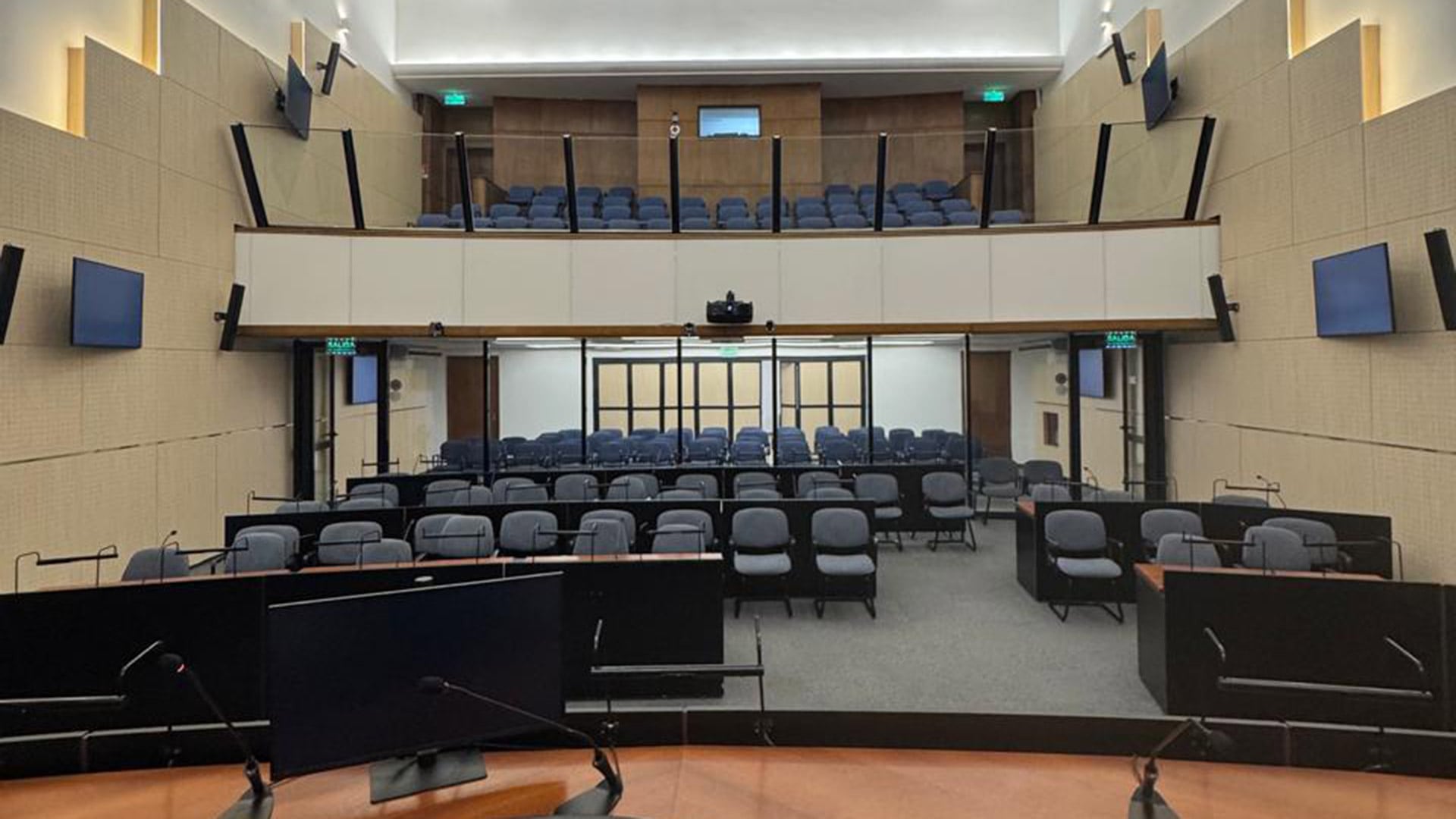 La sala Auditorium, conocida como AMIA, en Comodoro Py, sede de muchos juicios orales del fuero federal