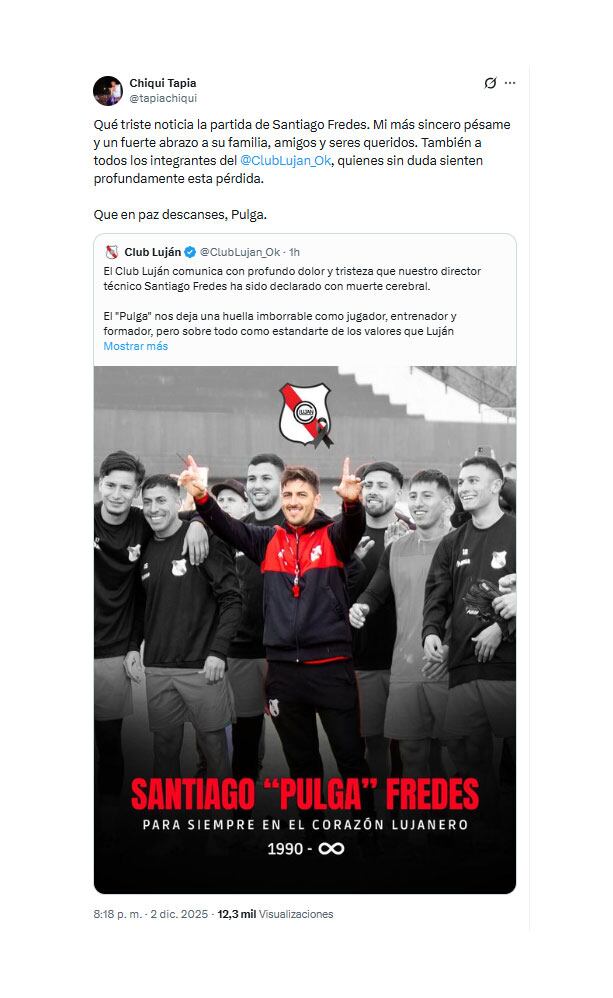 Claudio Tapia expresó su dolor