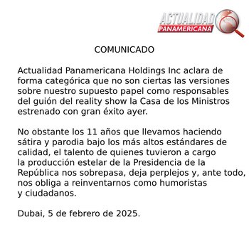 Este es el comunicado publicado