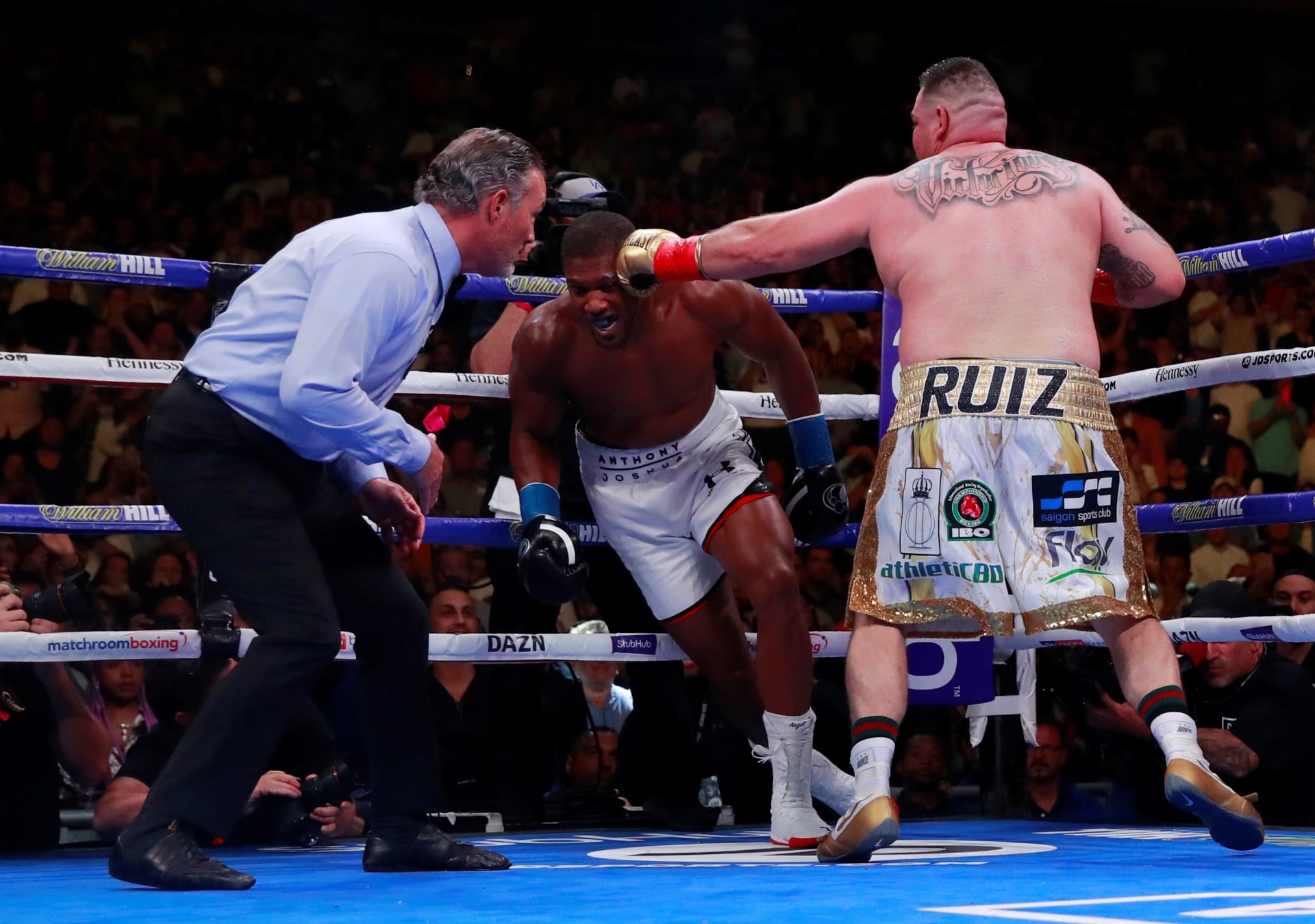 Una imágen histórica: Andy Ruiz venció por KO a Joshua en 2019 y sorprendió al mundo (Foto: Reuters)