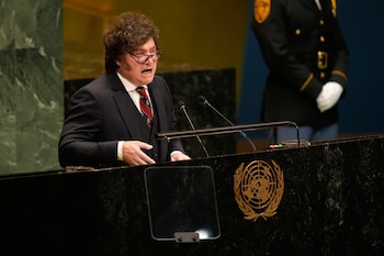 Javier Milei defendió la soberanía argentina sobre las Islas Malvinas en su discurso ante la Asamblea General de la ONU (Foto: AP/Seth Wenig)