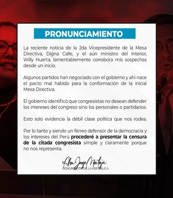 Comunicado de Jorge Montoya.