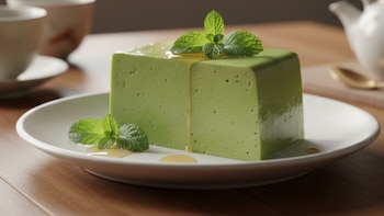 Gelatina de té verde con