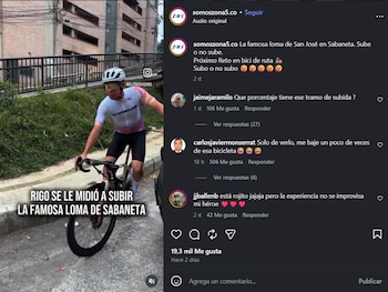 Así se documentó por parte del portal la experiencia de Rigoberto Urán subiendo la Loma de San José-crédito @somoszona5.com/Instagram