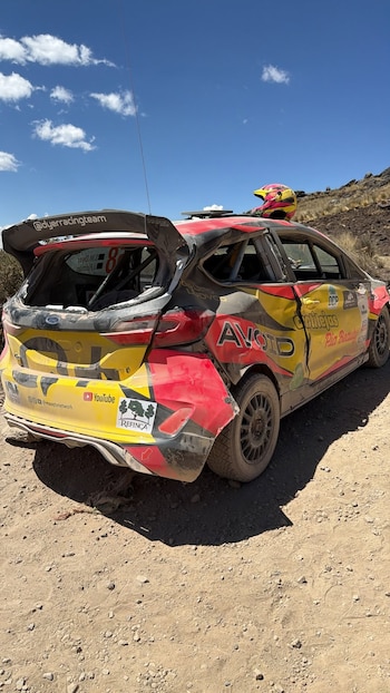 Samuel Dyer Copello mostró cómo quedó su automóvil luego del accidente durante el Rally Caminos del Inca 2026.