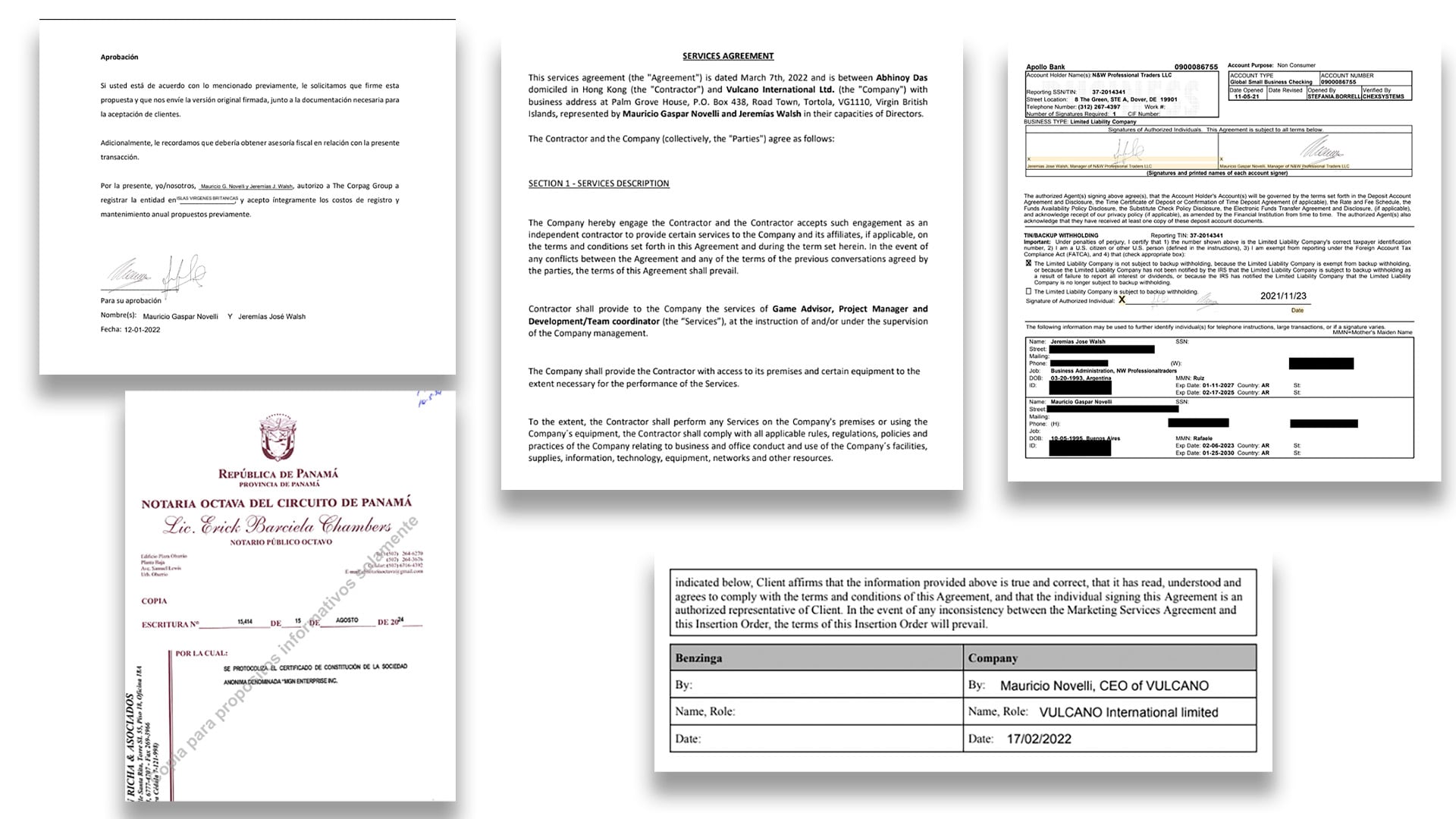 Documentos extraídos del celular de Novelli que fueron incorporados a la investigación judicial