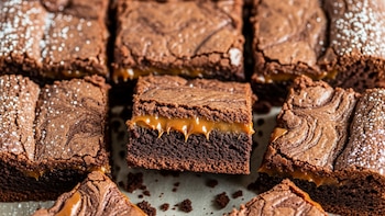 Receta de brownies rellenos de dulce de leche, rápida y fácil