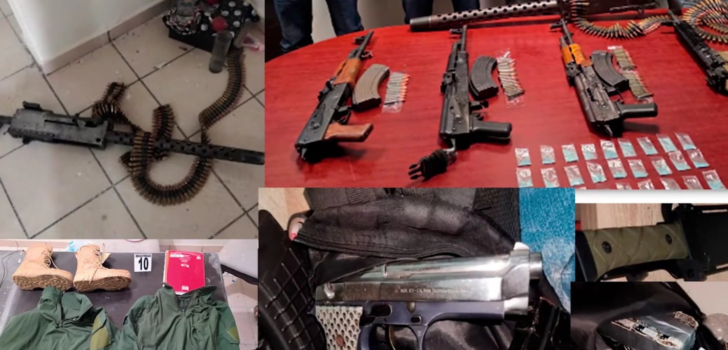 Objetos decomisados a los detenidos.Foto: Fiscalía de Sonora