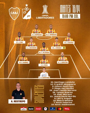 Boca Juniors vs Pereira: formación