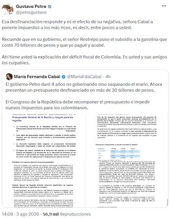Gustavo Petro atribuyó la crisis presupuestal al subsidio a la gasolina - crédito @petrogustavo/X