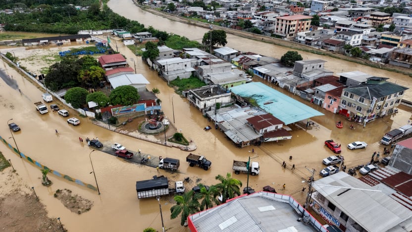 Balao, en la provincia del Guayas, tras las inundaciones de marzo de 2026. (Prefectura del Guayas)