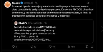 Fecode compartió un mensaje en