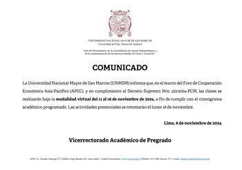 Comunicado de la UNMSM.