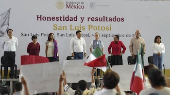 Claudia Sheinbaum en gira por Segundo Informe de Gobierno en San Luis Potosí. (Foto: Presidencia)