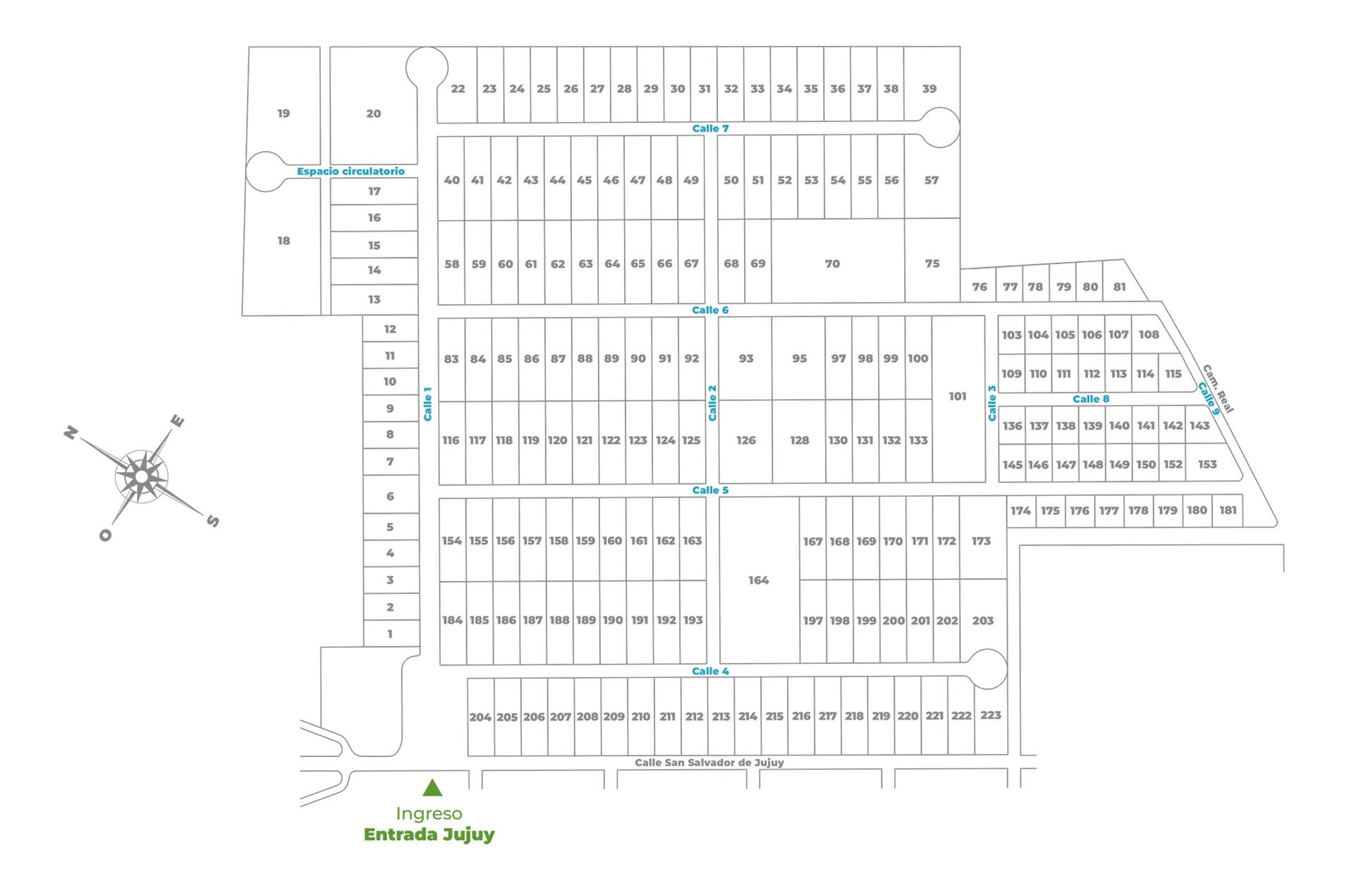 El mapa de lotes del Polo Industrial Spegazzini