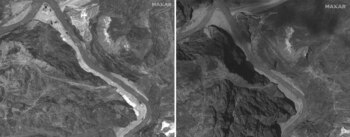 Esta combinación de imágenes satelitales