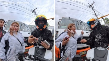 ‘Lady Me Van a Descontar’: mujer se vuelve viral por atacar a motociclista afectado por camión que le chocó