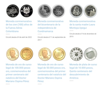 Monedas conmemorativas fuera de circulación.