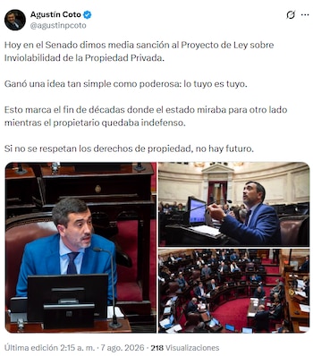 El mensaje emitido por el senador libertario que representa a Tierra del Fuego