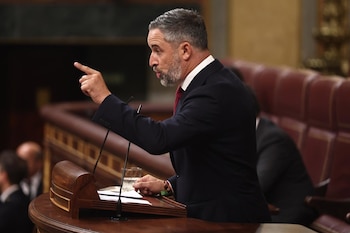 03/09/2026 El presidente de Vox, Santiago Abascal, interviene durante una sesión plenaria en el Congreso de los Diputados, a 3 de septiembre de 2026, en Madrid (España). Sánchez comparece este jueves ante el Pleno del Congreso para informar sobre la gestión del Ejecutivo en relación con los hechos ocurridos en Ceuta desde el pasado 30 de julio y sobre la situación que atraviesa la ciudad autónoma.
POLITICA
Eduardo Parra - Europa Press