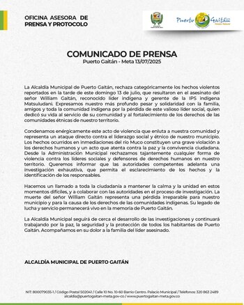 Comunicado de la alcaldía de