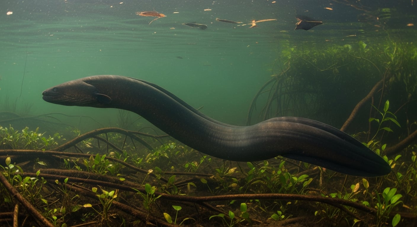 Las anguilas eléctricas generan descargas de hasta 860 voltios, una capacidad única en el reino animal y clave para su supervivencia (Imagen Ilustrativa Infobae)